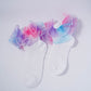 White Kids' Socks with Rainbow Candy Frill