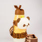 Brown Panda Bear Water Bottle with Strap