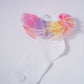 White Kids' Socks with Rainbow Candy Frill