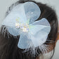 Sparkly Bow Hair Clip with Flowers & Feathers Fairy Party Hair Accessory for Girls