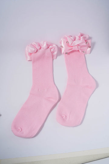 Satin Diamond Bow Socks
