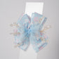 Floral Bow Hair Clip with Crystal Beads & Tulle Center Cute Party & Everyday Hair Accessory