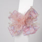 Floral Bow Hair Clip with Crystal Beads & Tulle Center Cute Party & Everyday Hair Accessory