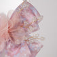 Floral Bow Hair Clip with Crystal Beads & Tulle Center Cute Party & Everyday Hair Accessory