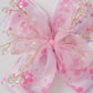 Floral Bow Hair Clip with Crystal Beads & Tulle Center Cute Party & Everyday Hair Accessory