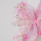 Floral Bow Hair Clip with Crystal Beads & Tulle Center Cute Party & Everyday Hair Accessory