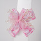 Floral Bow Hair Clip with Crystal Beads & Tulle Center Cute Party & Everyday Hair Accessory