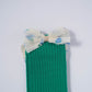 Green Ribbed Socks with Floral Tulle Bow