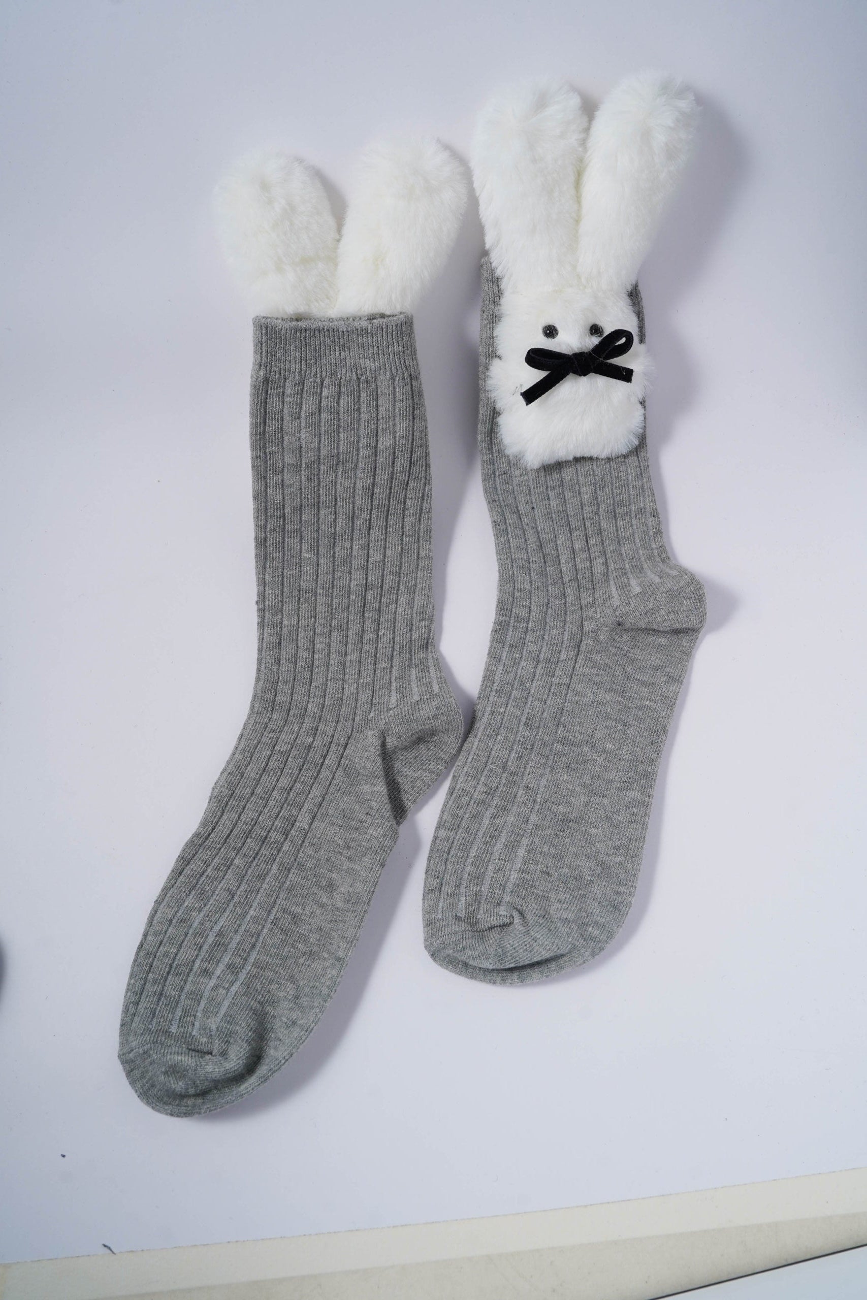 Socks with Plush White Bunny Ears