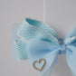 Chiffon Bow Hair Clip with Rhinestone Heart Charm Stylish Girls Hair Accessory