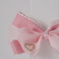 Chiffon Bow Hair Clip with Rhinestone Heart Charm Stylish Girls Hair Accessory