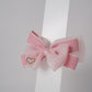 Chiffon Bow Hair Clip with Rhinestone Heart Charm Stylish Girls Hair Accessory
