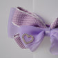 Chiffon Bow Hair Clip with Rhinestone Heart Charm Stylish Girls Hair Accessory