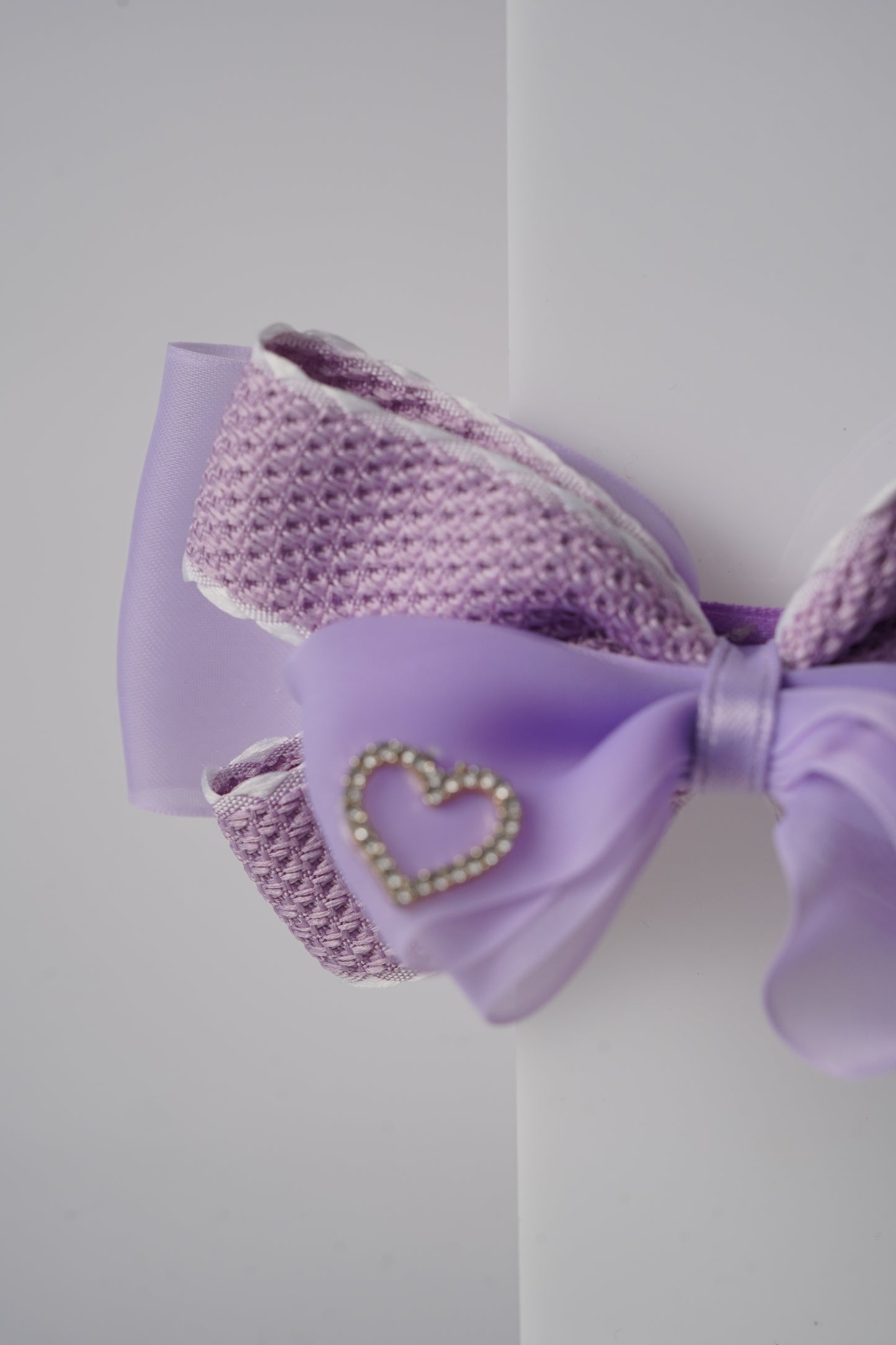 Chiffon Bow Hair Clip with Rhinestone Heart Charm Stylish Girls Hair Accessory