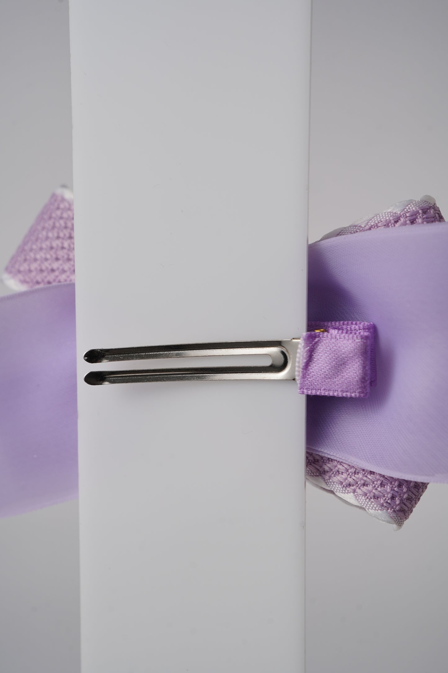 Chiffon Bow Hair Clip with Rhinestone Heart Charm Stylish Girls Hair Accessory