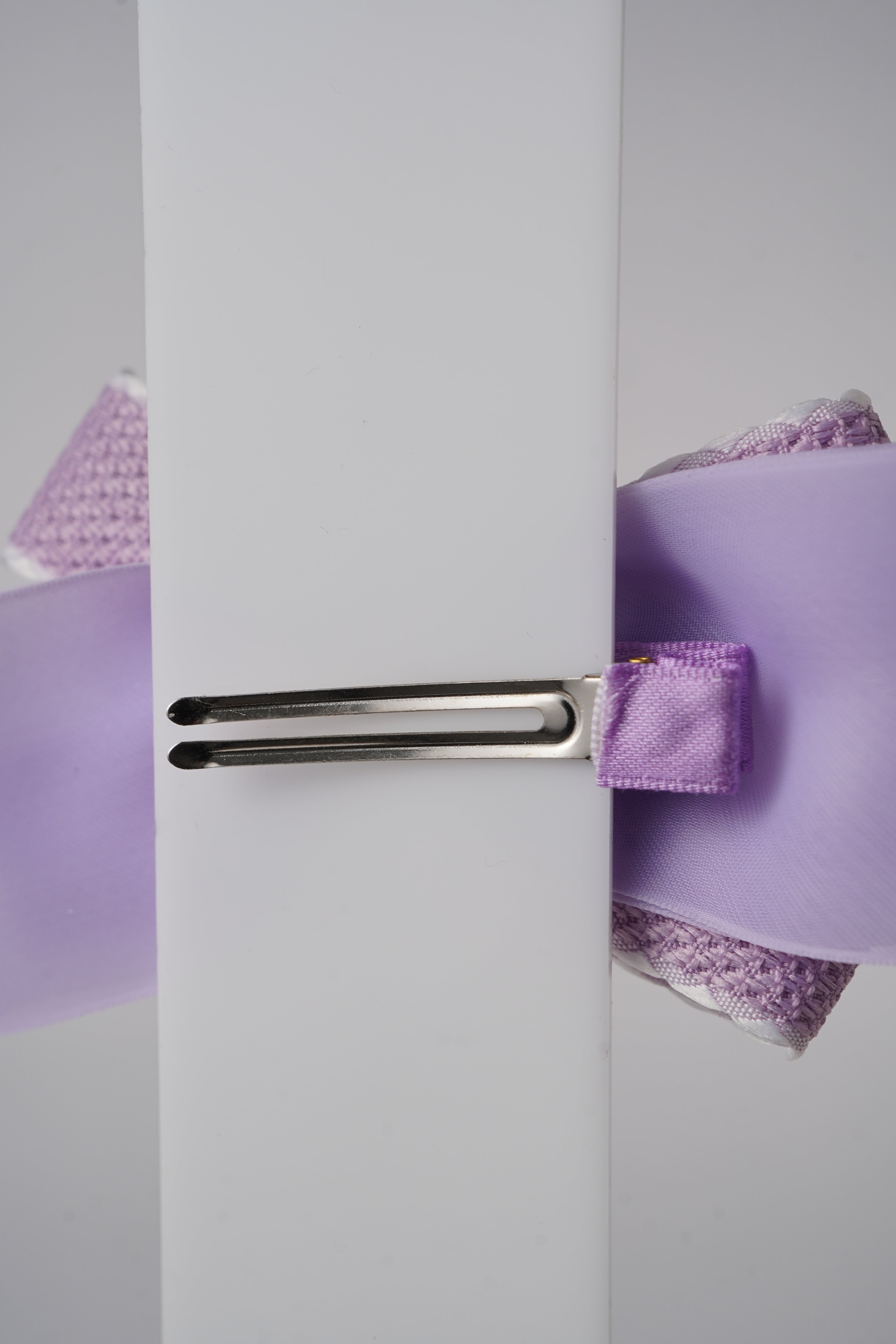 Chiffon Bow Hair Clip with Rhinestone Heart Charm Stylish Girls Hair Accessory