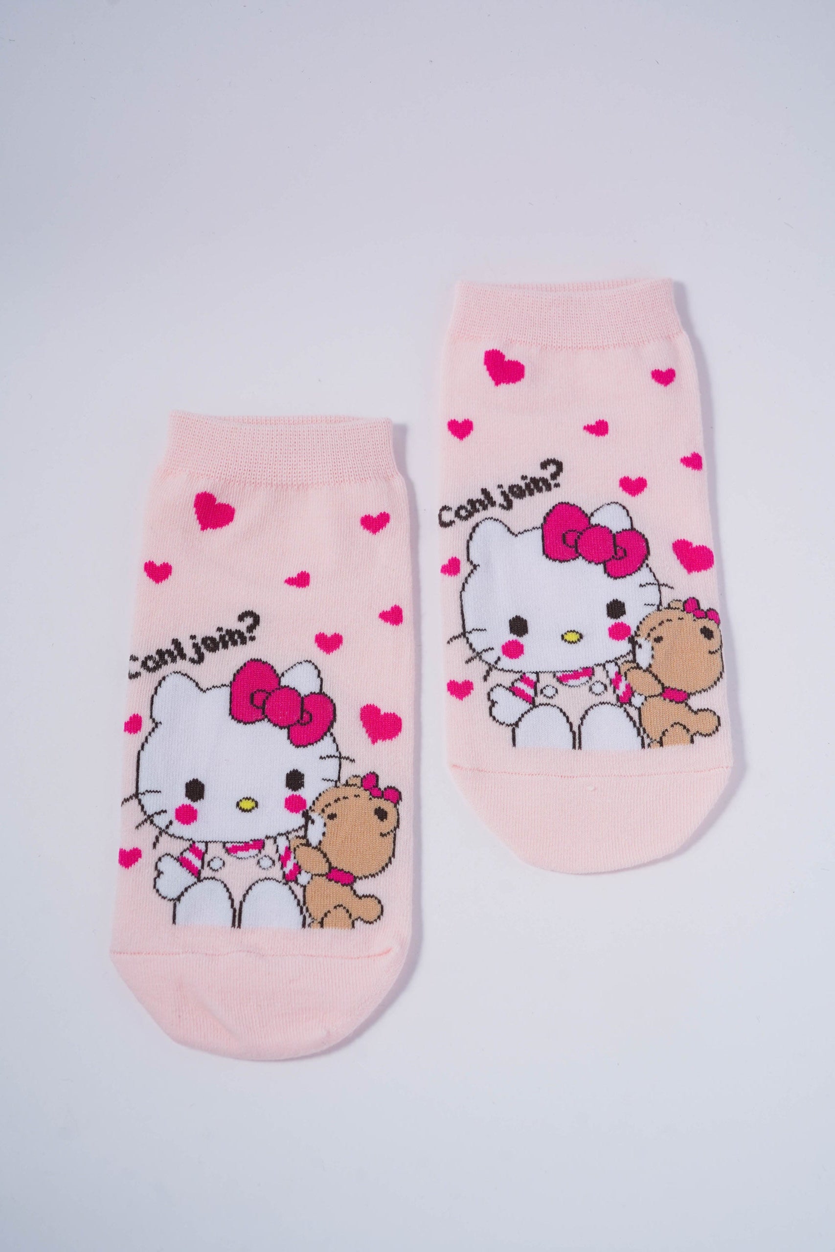 Cute Hello Kitty Socks with Heart Pattern
