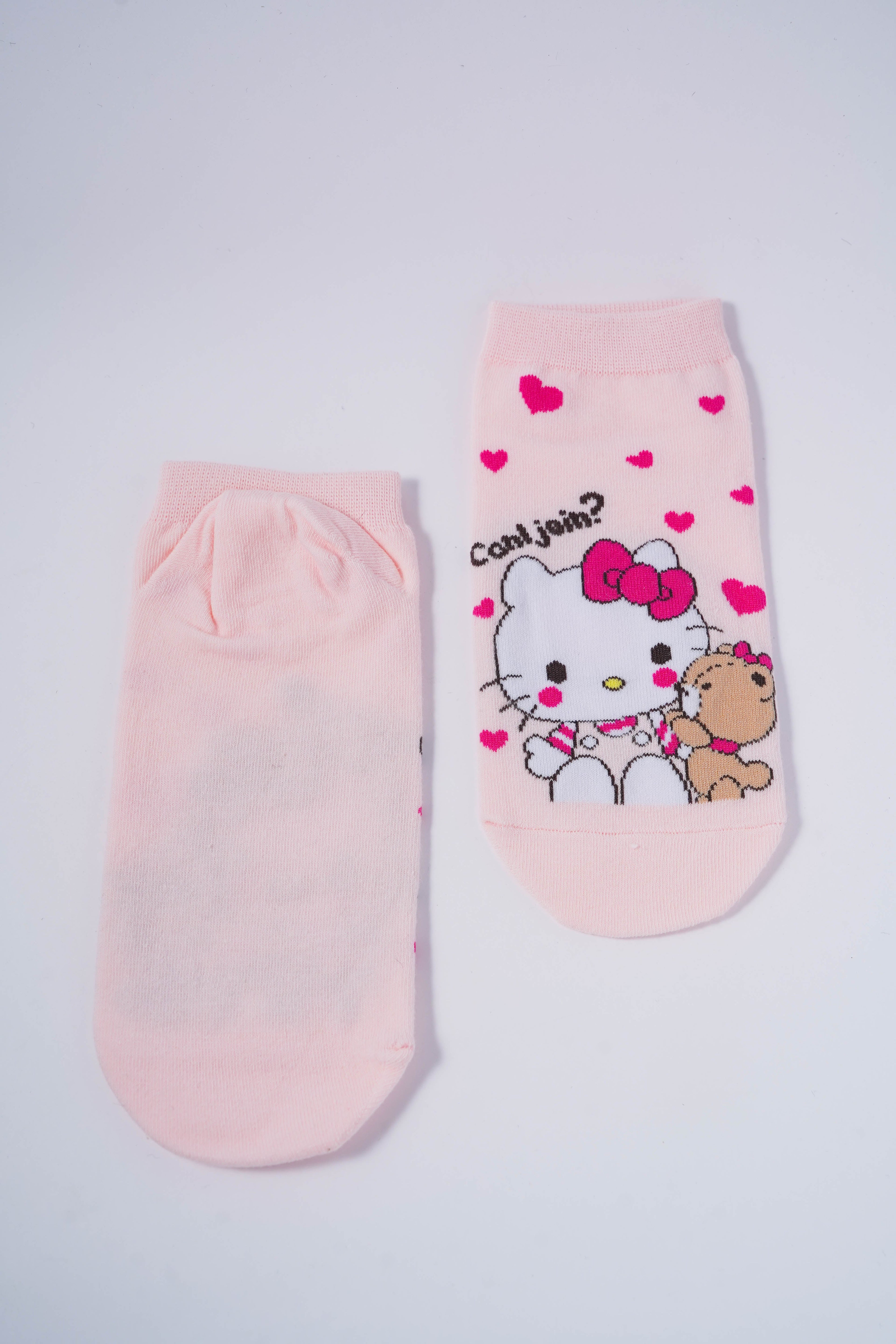 Cute Hello Kitty Socks with Heart Pattern