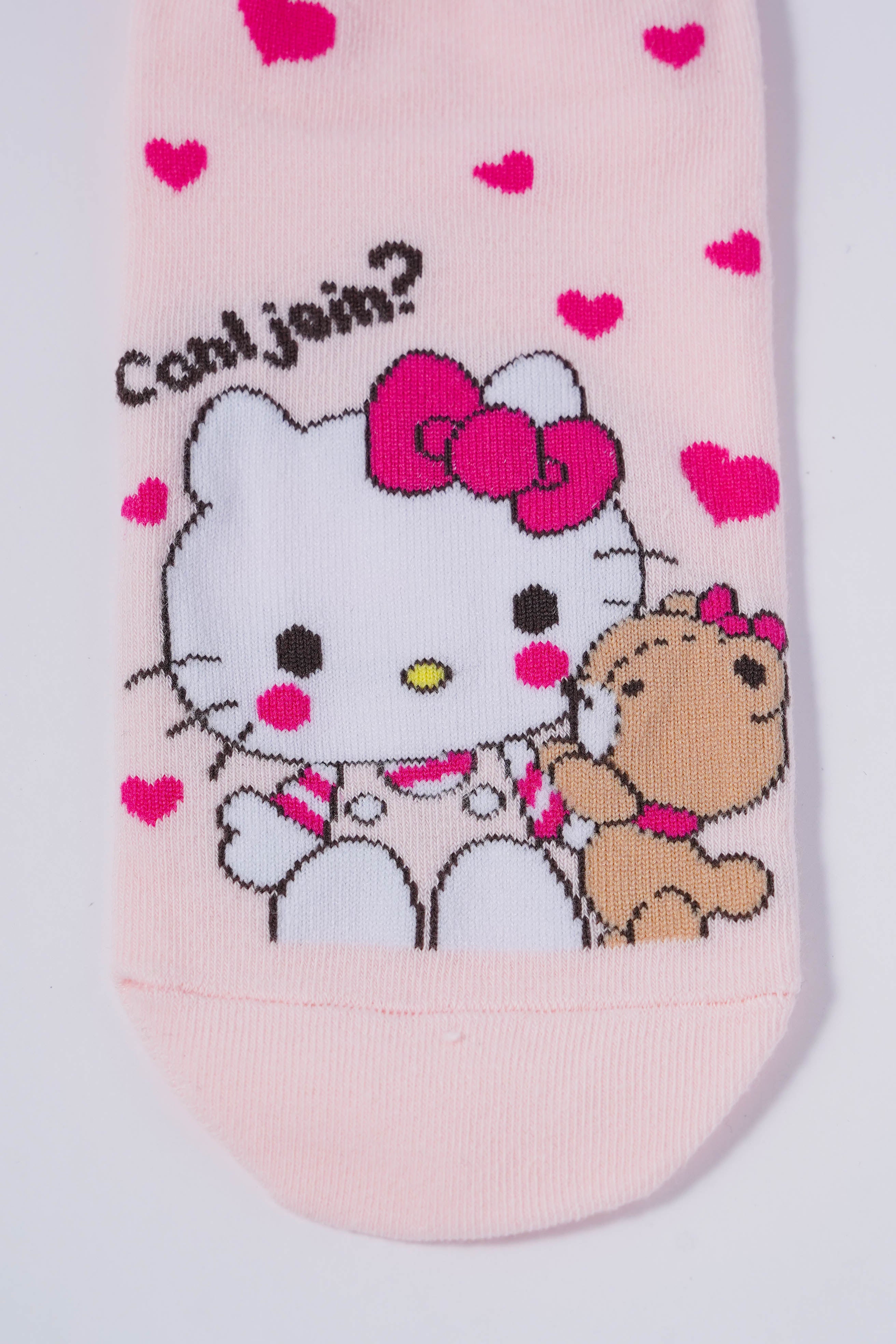 Cute Hello Kitty Socks with Heart Pattern