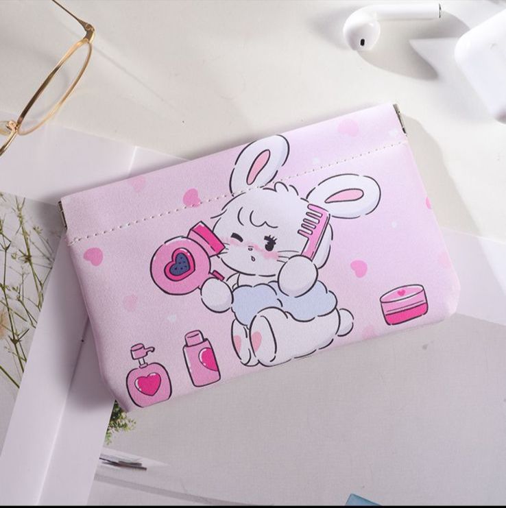 Kawaii Kitty Mini Pouch – Cute Cat Aesthetic Coin & Makeup Pouch (Rectangle)