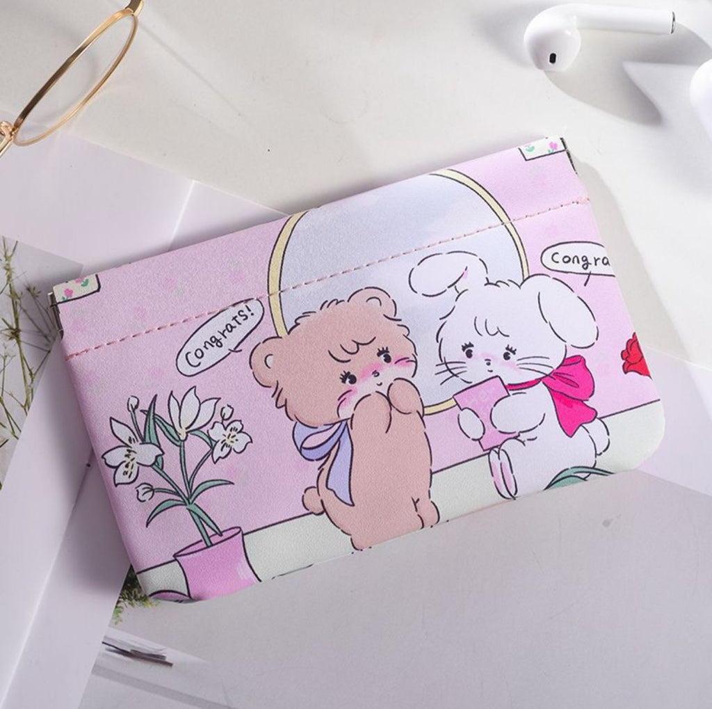 Kawaii Kitty Mini Pouch – Cute Cat Aesthetic Coin & Makeup Pouch (Rectangle)