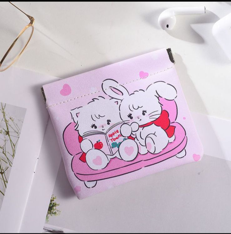 Kawaii Kitty Mini Pouch – Cute Cat Aesthetic Coin & Makeup Pouch (Square)