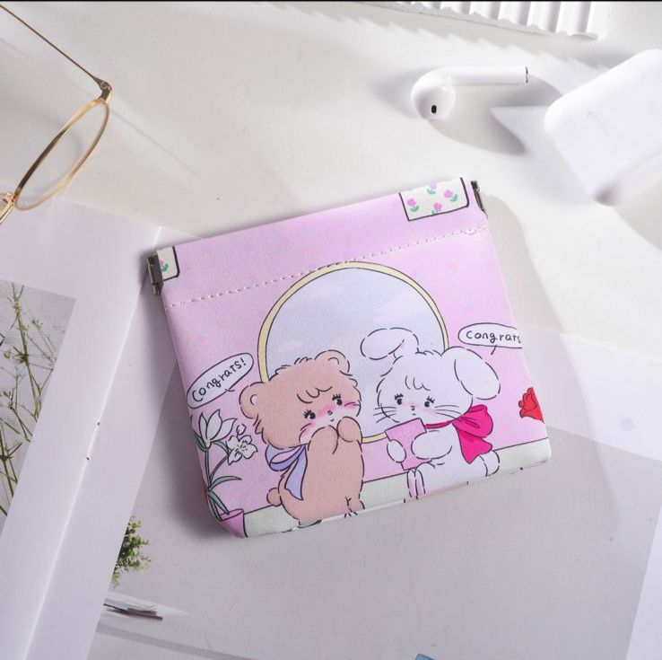 Kawaii Kitty Mini Pouch – Cute Cat Aesthetic Coin & Makeup Pouch (Square)