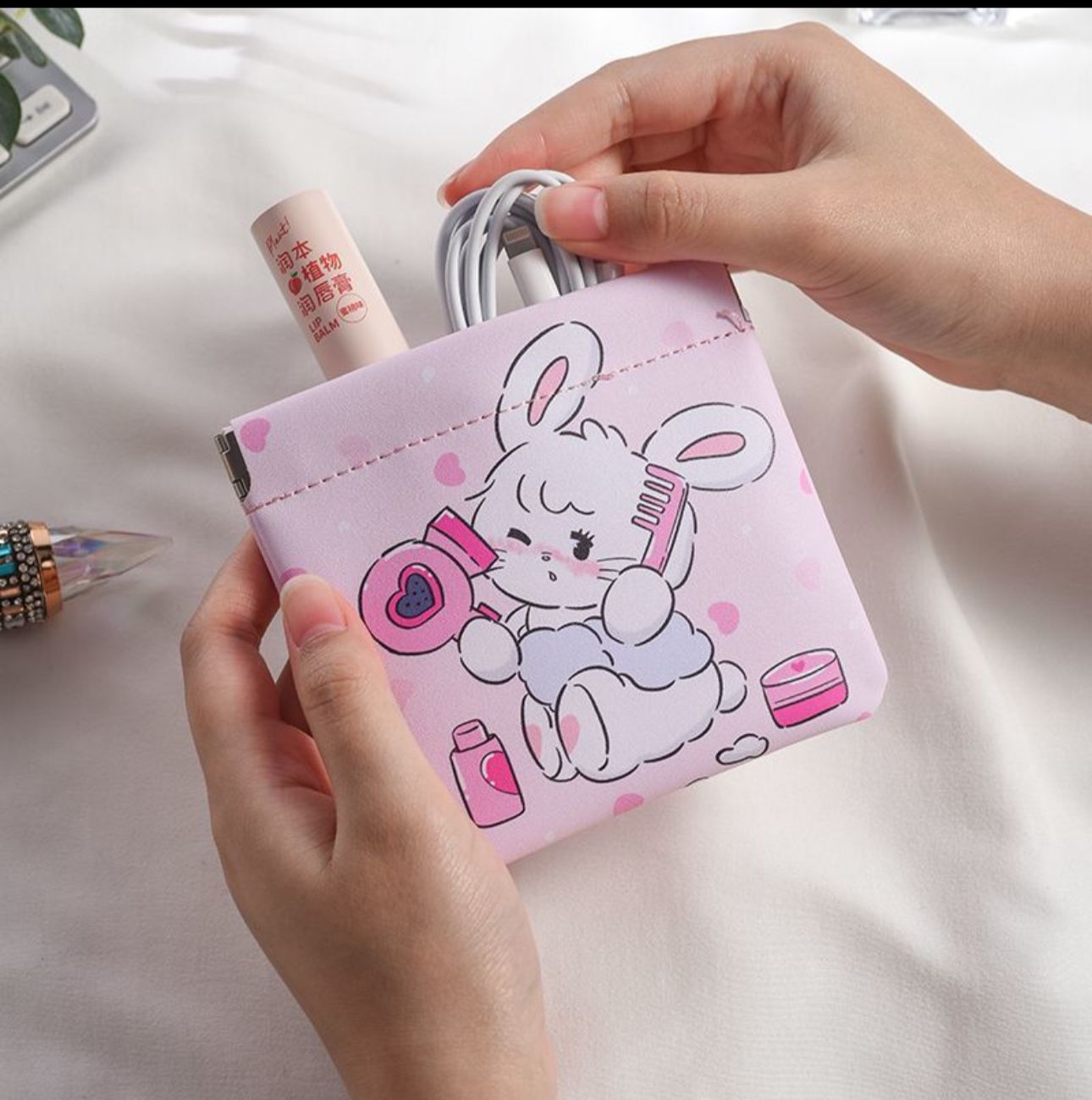 Kawaii Kitty Mini Pouch – Cute Cat Aesthetic Coin & Makeup Pouch (Square)