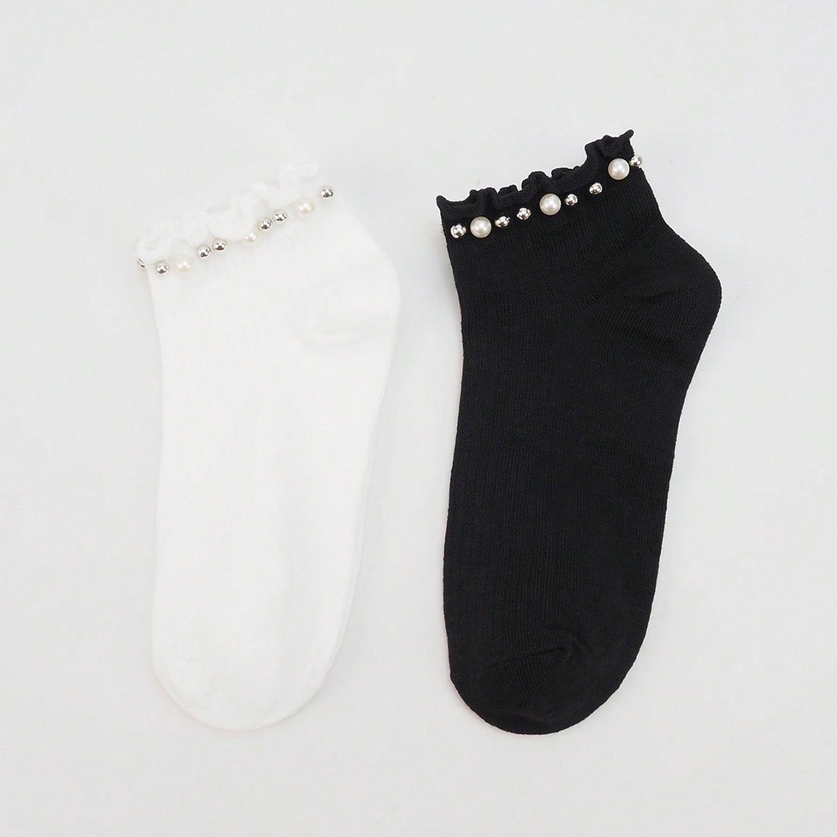 Pearl Frill Ankle Socks for Women & Girls