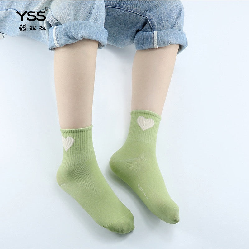 Cute Heart Embroidered Kids Ankle Socks