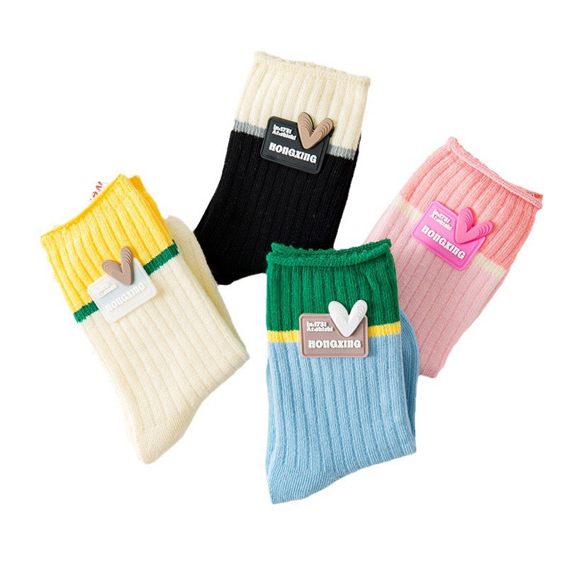 Classic Ribbed Colorblock Girls Socks Set