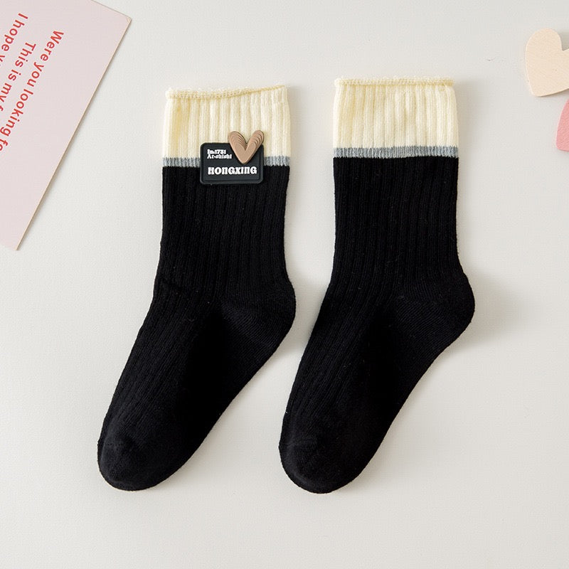 Classic Ribbed Colorblock Girls Socks Set