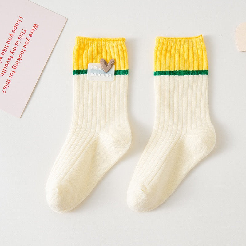 Classic Ribbed Colorblock Girls Socks Set