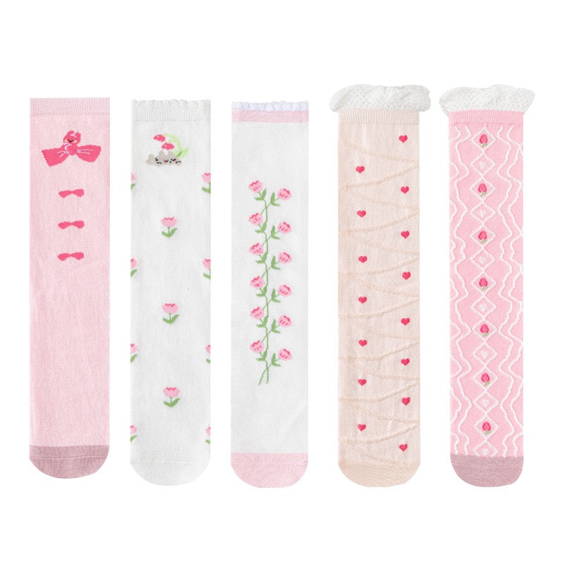 Cute Floral Knee-High Socks for Kids