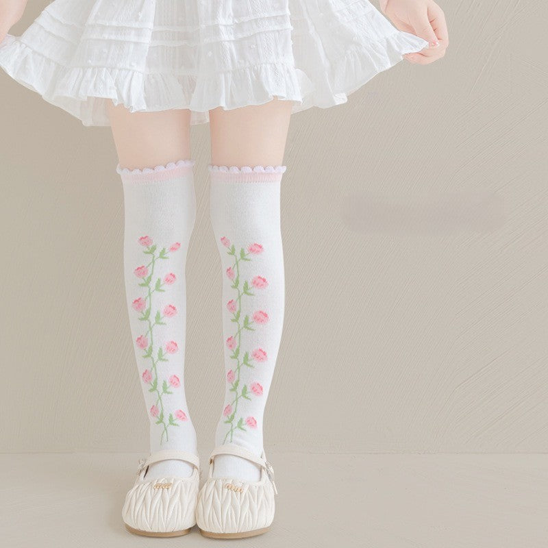 Cute Floral Knee-High Socks for Kids