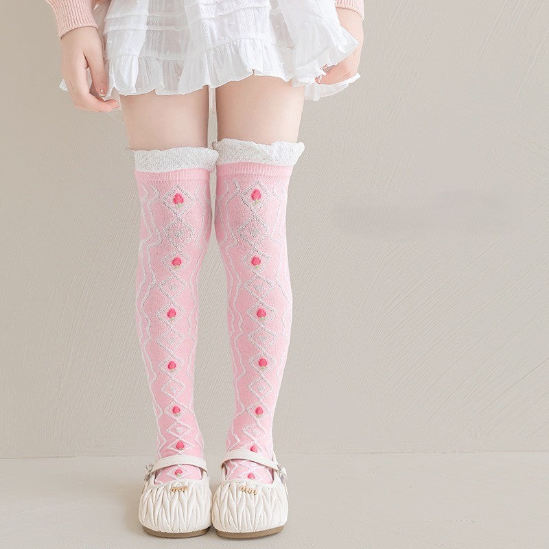 Cute Floral Knee-High Socks for Kids