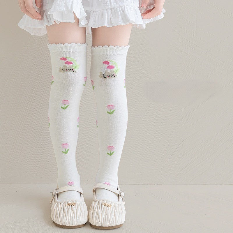 Cute Floral Knee-High Socks for Kids