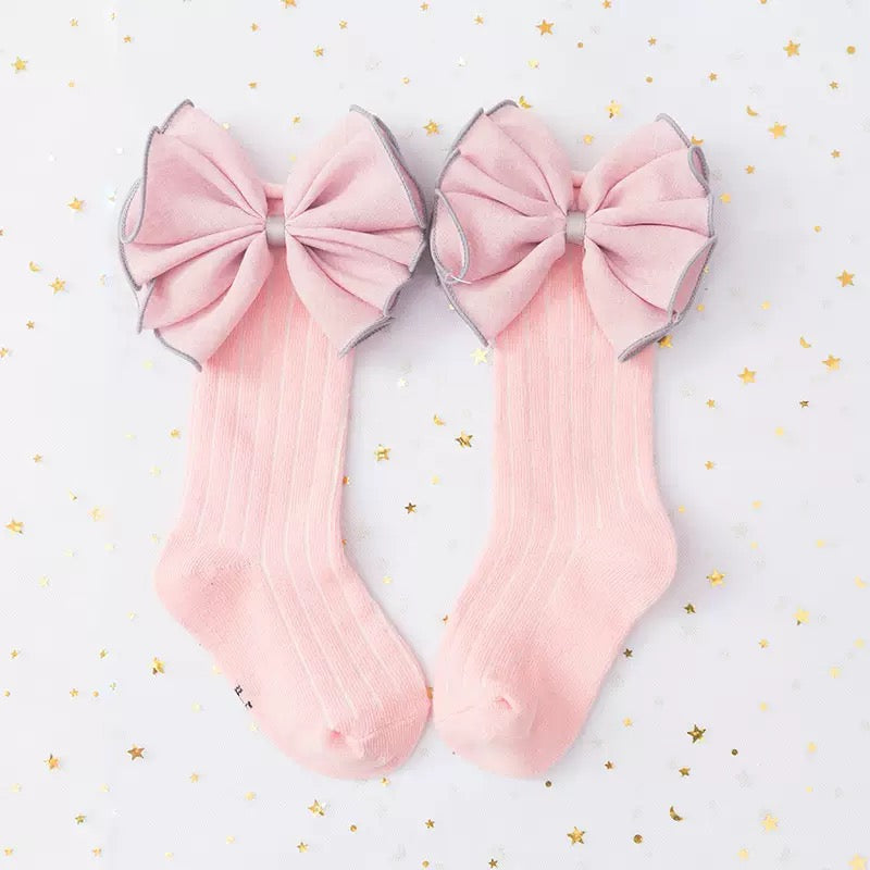 Black Pink Bow Kids Socks Pack