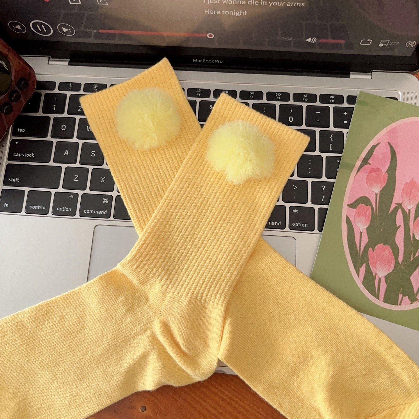 Cute Pom Pom Crew Socks for Kids