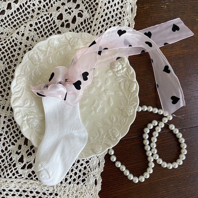 Cute Ribbon Bow Crew Socks for Girls