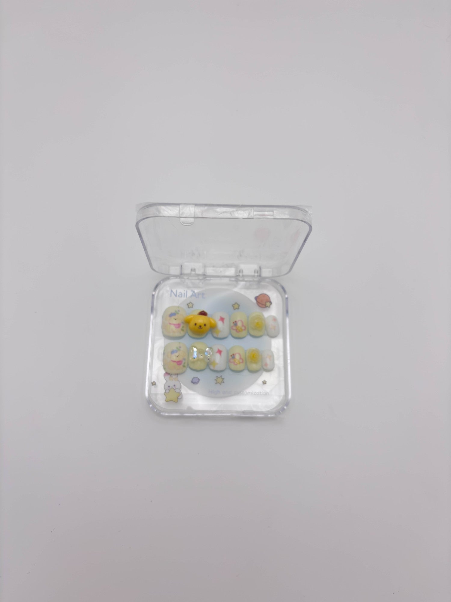 Cute Yellow Press On Nails Set – Kawaii Cartoon Aesthetic Nails