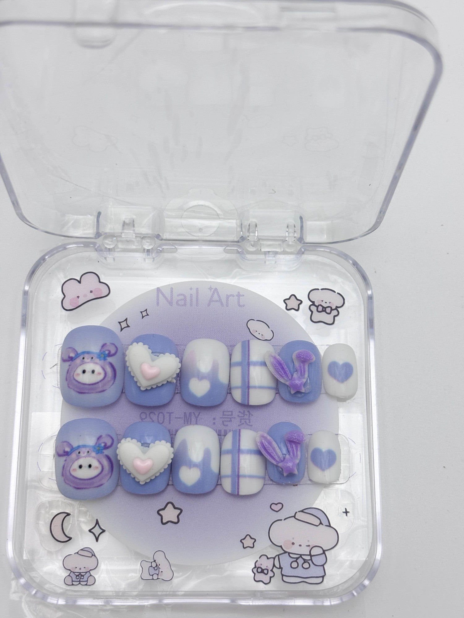 Cute Purple Press On Nails Set – Kawaii Aesthetic Fake Nails