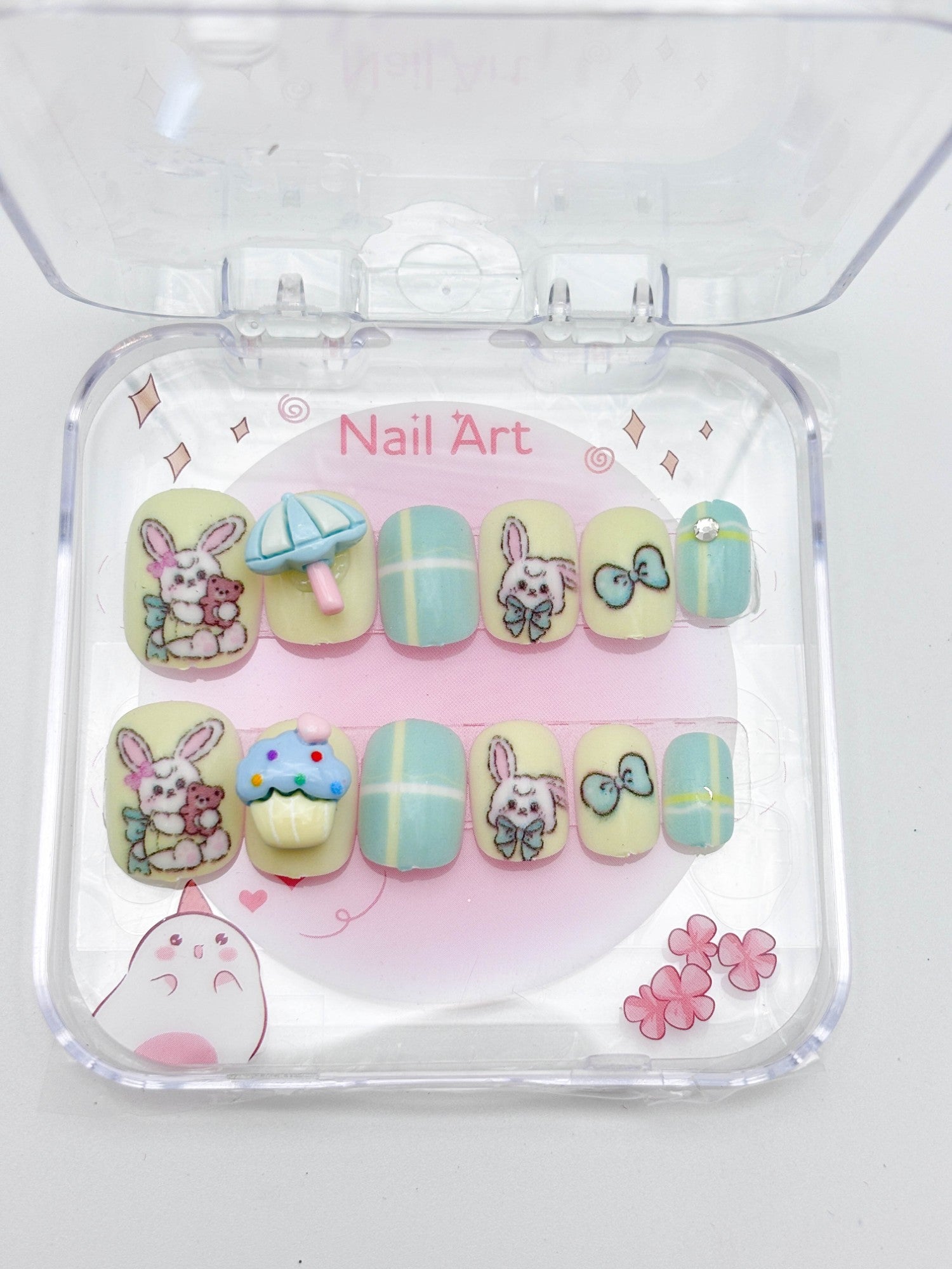 Cute Bunny & Pastel Kids Press-On Nails