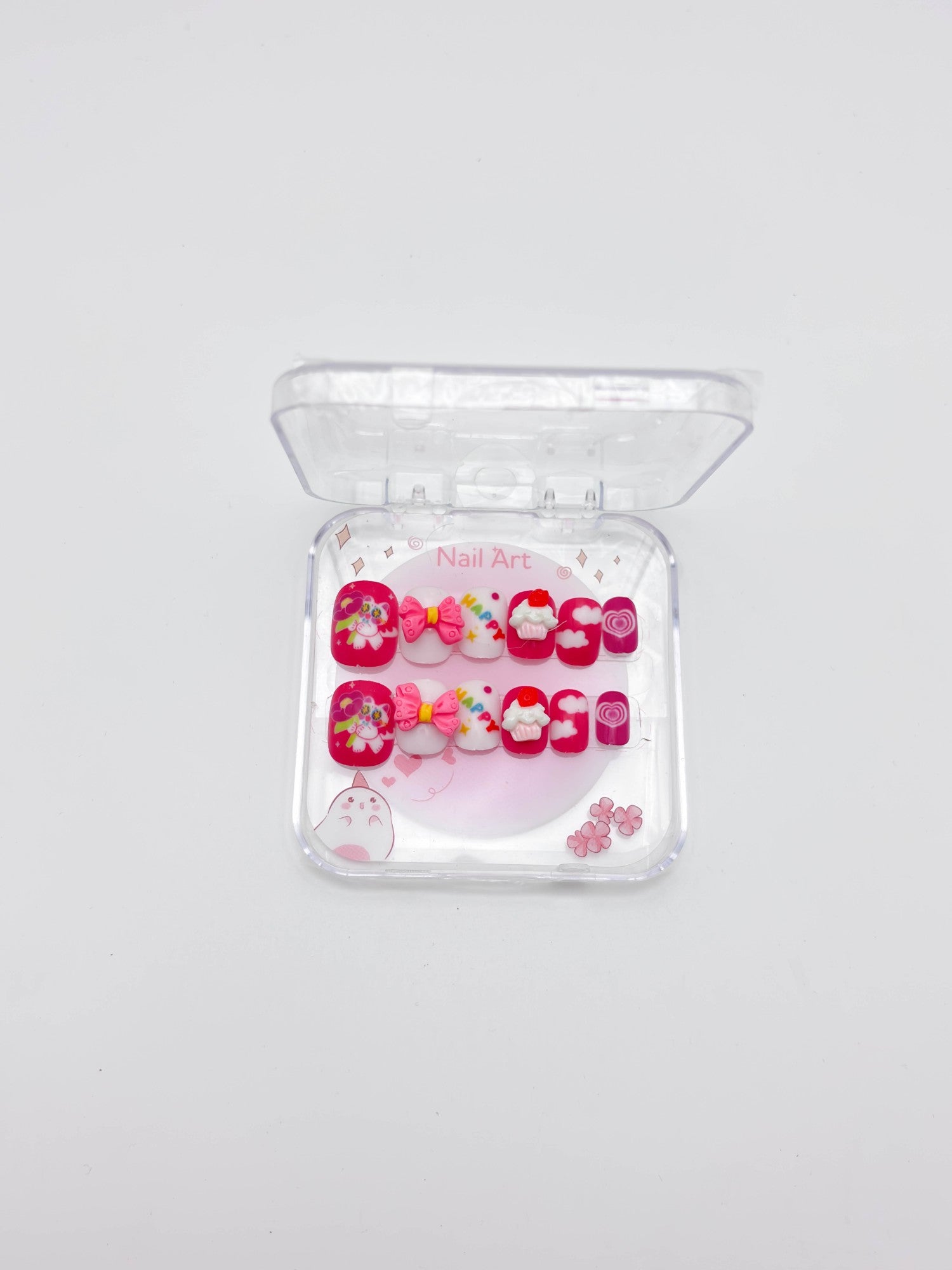 Cute Floral Heart Kids Press-On Nails