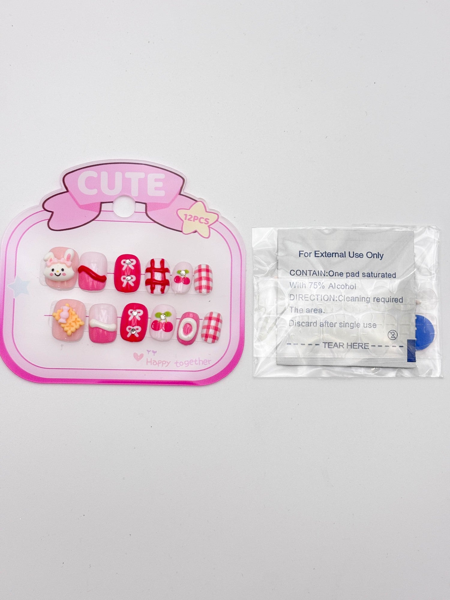 Cute Red Press-On Nail Set