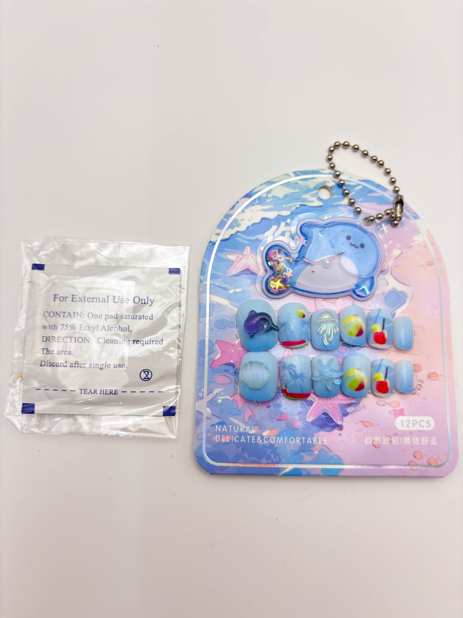 Underwater Dolphin & Starfish Press-On Nails