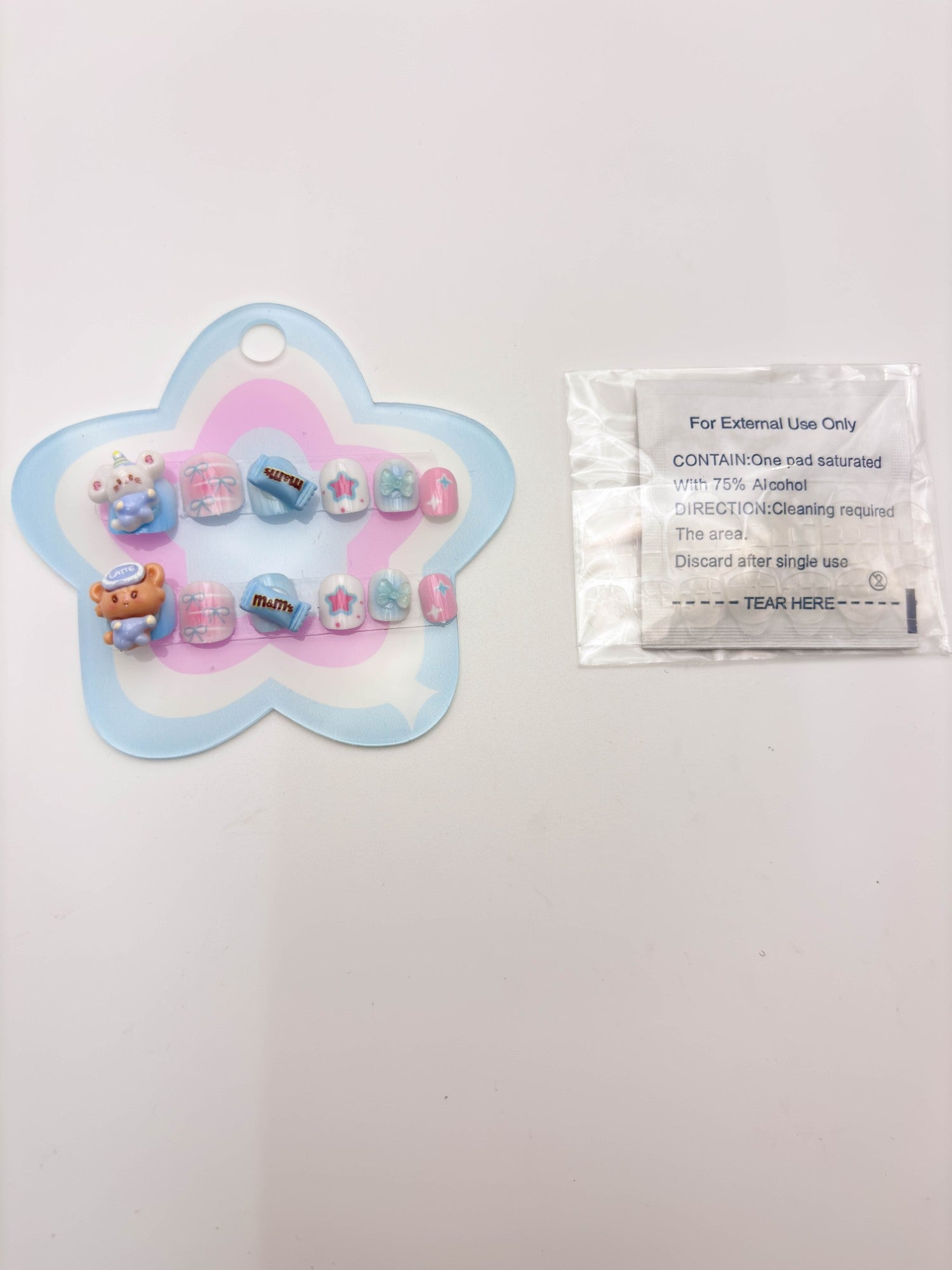 Pastel Blue Star Alphabet Charm Nails