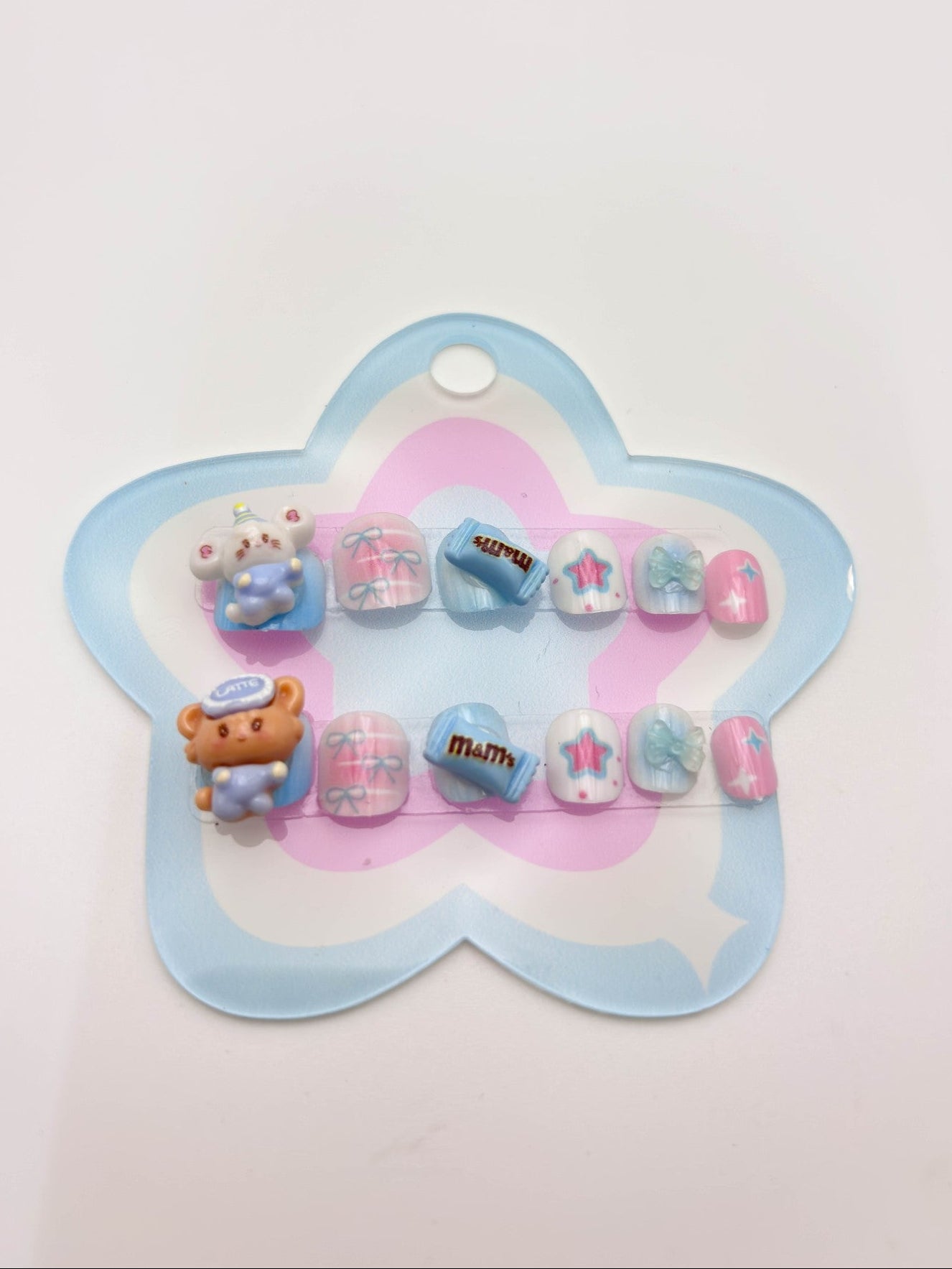 Pastel Blue Star Alphabet Charm Nails