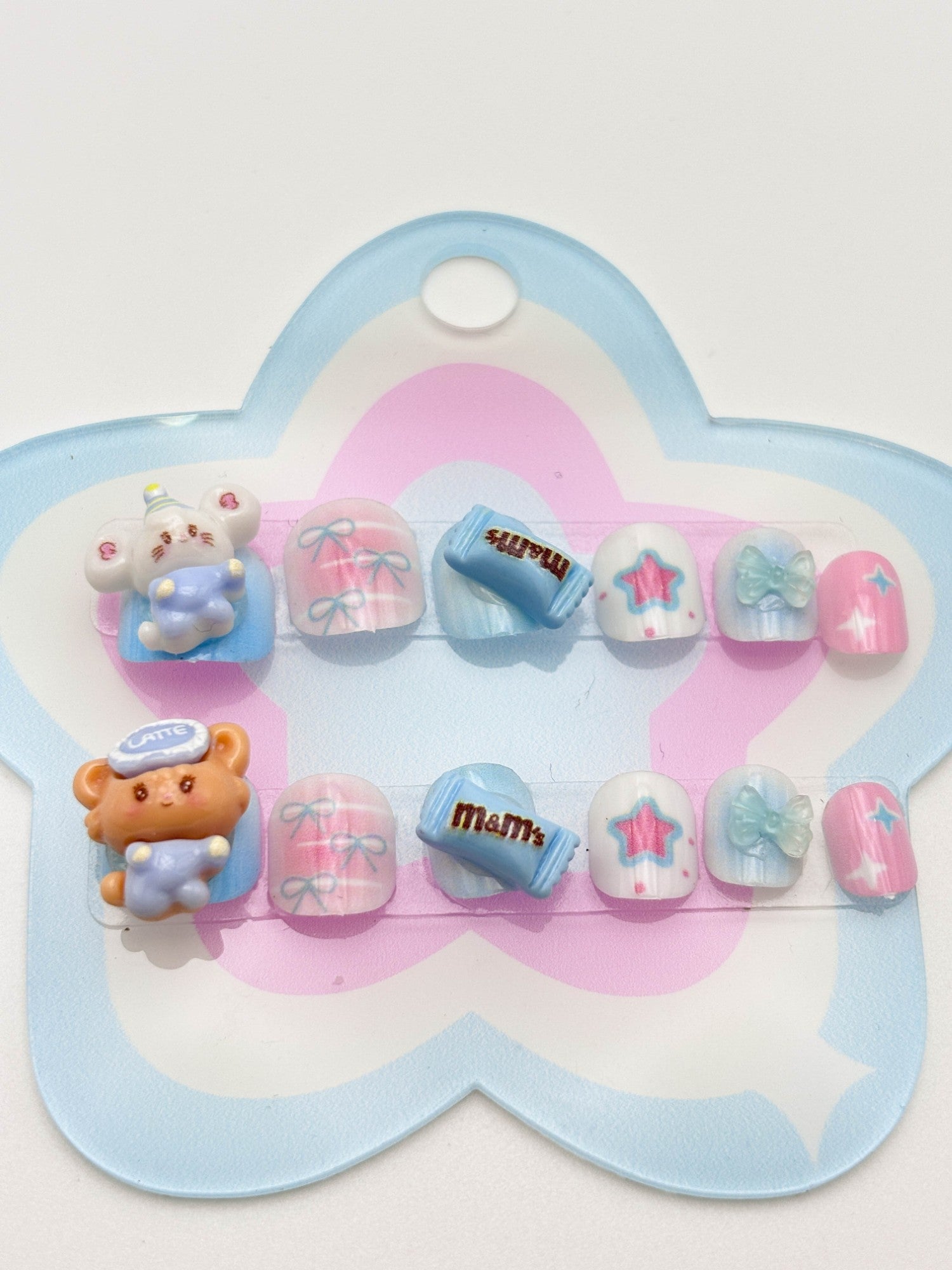 Pastel Blue Star Alphabet Charm Nails