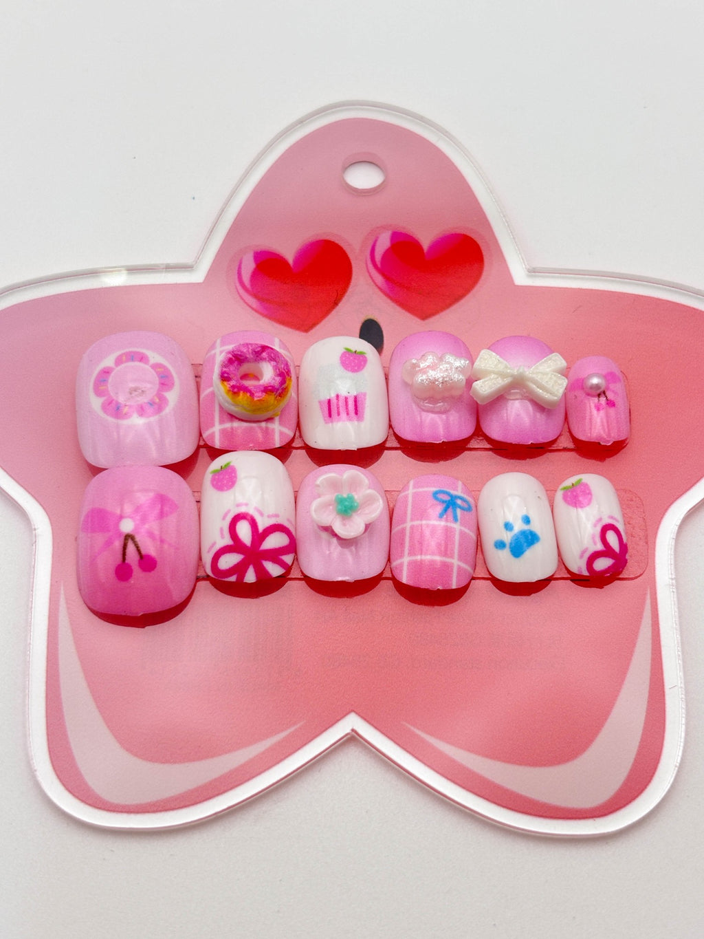 Pink Heart Alphabet Star Nails